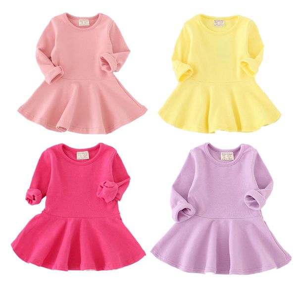 

2019 limited special offer knee-length girls dress spring autumn cotton kids for long sleeve clothes for princess girl party, Red;yellow