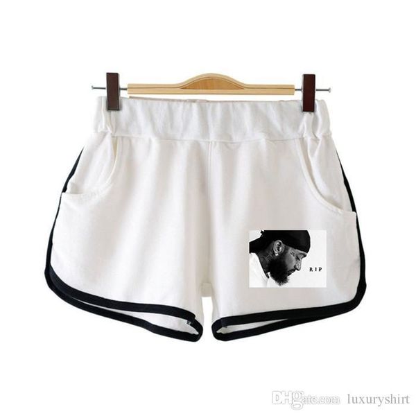 

rapper nipsey hussle print womens lightweight short hip hop men loose elastic waist shorts couple clothing, White;black