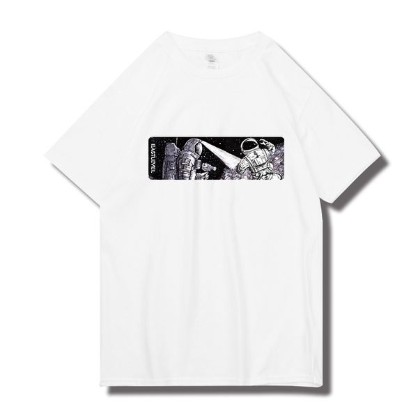 

2018 astronaut printed short sleeve t shirts mens fashion printed o neck for summer 5 colors casual tee xs - 2xl, White;black