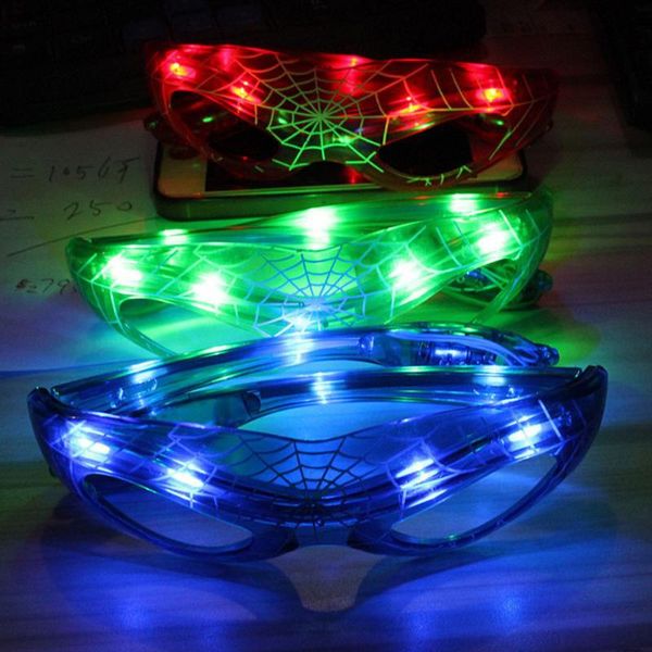 

led glasses frame spider web shape luminescence battery operated button switch cool decorative eyewear night festival party lig