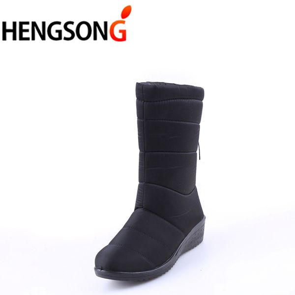 

hengsong winter women boots waterproof ladies snow boots mid-calf down female winter shoes woman plush insole botas mujer, Black