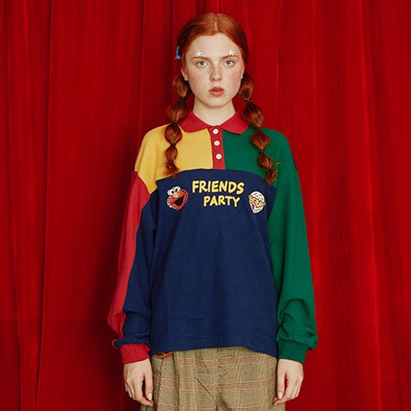 

spring new design women hoodies pullover sweatshirts long sleeve turn down collar letters femme loose autumn jumpers color block, Black