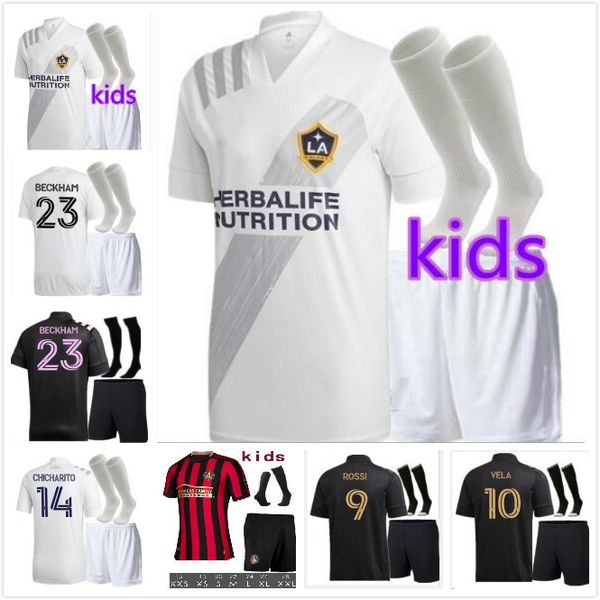 

man kids 2020 los angeles soccer jersey 2021 lafc carlos vela home fc inter miami beckham black la galaxy chicharito white football shirts, Black;yellow