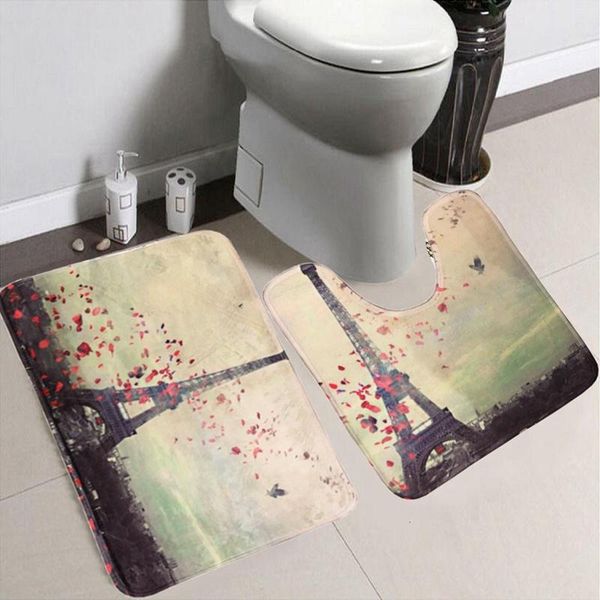 2019 Bathroom Bath Mat Set Soft Anti Slip Microfiber Toilet Bath