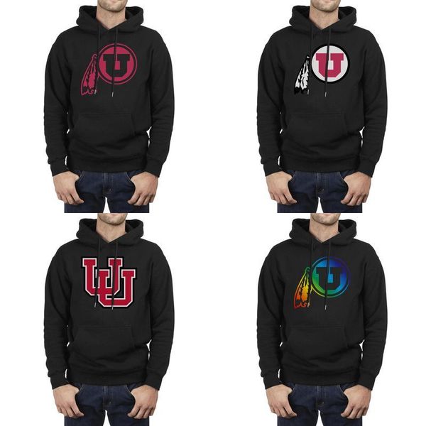 

fashion men utah utes football logo black fleece sweatshirt casual cool make hoodies core smoke marble print mesh pink breast cancer