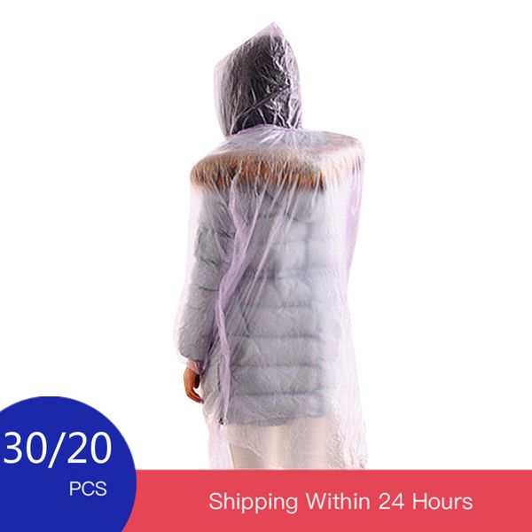 

30/20pcs disposable raincoat hiking mountain travel waterproof rain coat transparent camping hoodie rainwear