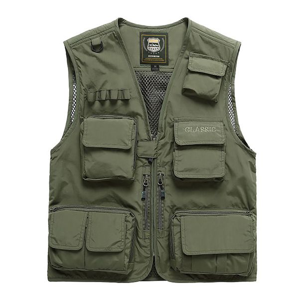 

men's summer fishing hunting outdoor climbing trekking vest male sleeveless multi-pocket quick-dry mesh pgraphy waistcoat, Gray;blue