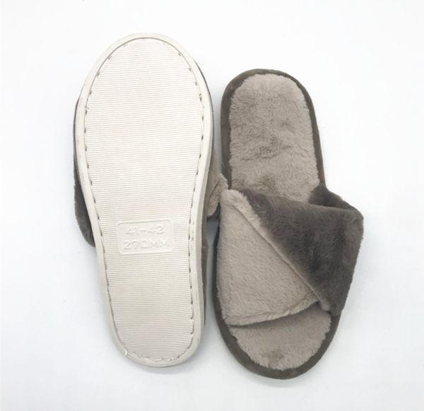 

mens winter slides home slipper indoor fashion luxury long plush fur slippers for male men man, Black