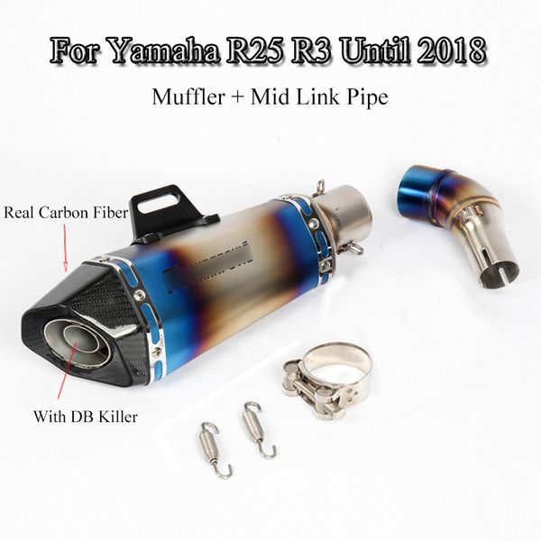 

motorcycle exhaust system modified mid link pipe muffler tip tail pipe with db killer slip-on for yamaha yzf r3 r25