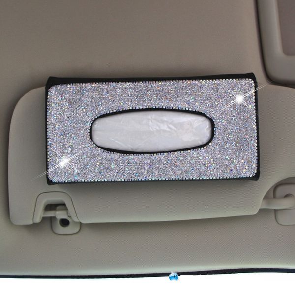 Bling Lady Crystal Diamond Rhinestone Car Auto Tissue Box Paper Towel Case Cover