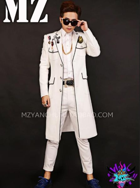 

последние корейского сочетание singer белой черной стороны медаль длинного костюм костюмы костюм команда для певцов танцоров этапа длинного, Tan;black