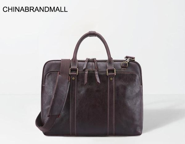

genuine leather men fashion large capacity business briefcase office bags