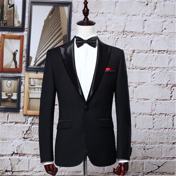 

classic peak lapel tuxedos groom wedding men suits mens wedding suits tuxedo costumes de pour hommes men(jacket+pants+tie) w156, Black;gray