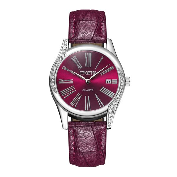 

women watches fashion roman numerals calendar watch classic casual leather strap lasies quartz wristwatch reloj2019, Slivery;brown