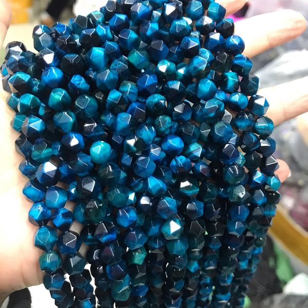 

round faceted natural green tiger eye stone beads fit diy jewelry making diy 8mm loose big section angle stone beads, Black