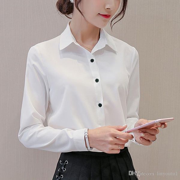 

2020 white blouse women chiffon office career shirts fashion casual long sleeve blouses femme women clothes
