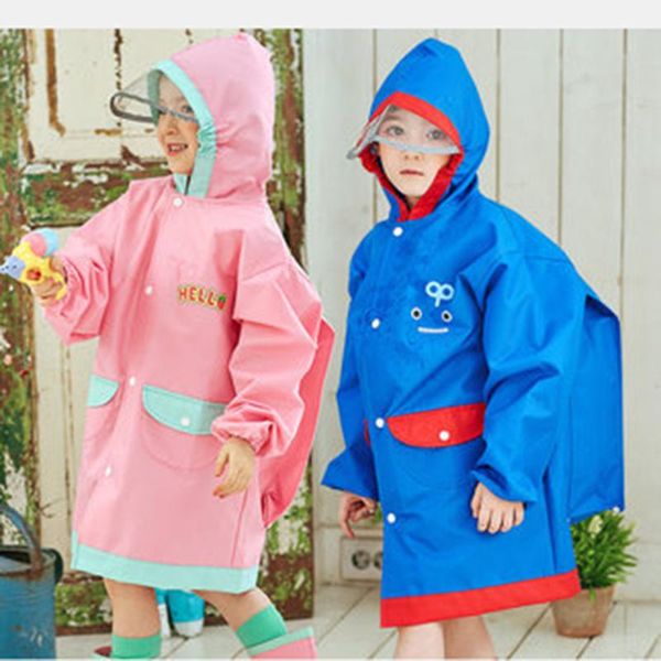 

kids long raincoat poncho for children hooded waterproof rain gear child capa de chuva infantil impermeable rain poncho 40yy0045, Red;brown