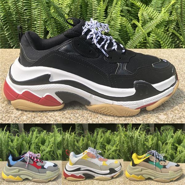 

sale luxury triple s sneakers black white red golden leather platform shoes paris designer shoes triple s men women casual chaussure