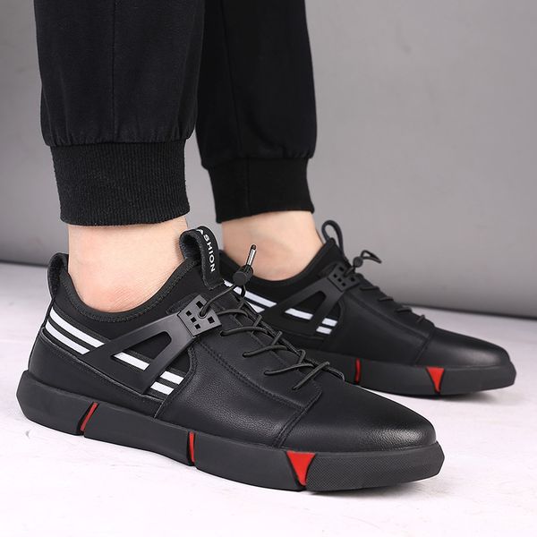 

new fashion autumn and winter casual men's shoes low to help korean leather shoes fashion sports casual men, Black