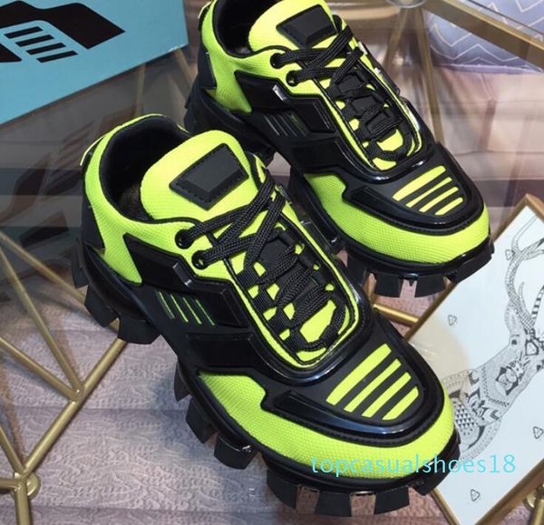 

fll зима 19/20 2019 дизайнер мужской папа зашнуровать коренастый платформа резиновая подошва лоскутное неоновый зеленый ткань лоскутное модн, Black