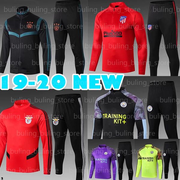 

atletico soccer sets tracksuit jacket madrid joÃ£o fÃ©lix manchester g. jesus kun aguero city benfica jonas ajax 2020 tracksuit training suit, Black
