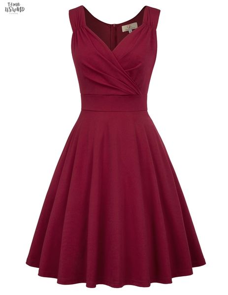 

women sleeveless v neck club knee length dress elegant pleated big swing pinup office formal evening party dresses vestido, Black;gray