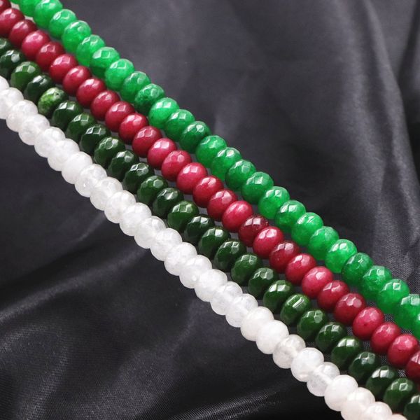 

natural stone loose jaspers spacer accessories multicolor jades chalcedony for jewelry making 5x8mm abacus faceted 15"a694