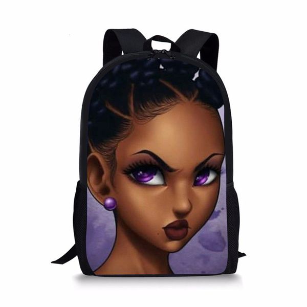 

black art afro lady girls school bags for kids 3pcs school bag set children preppy bookbags students rucksack