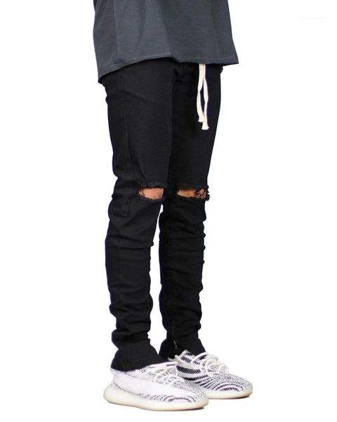 

biker jeans fashion black blue holes designer slim fit jean pants skinny hiphop mens