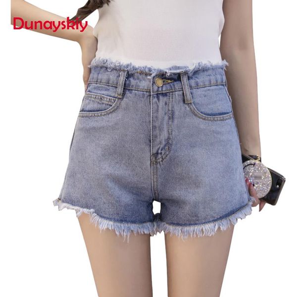 

women summer new white black blue casual high waist denim shorts female fashionable basic tassel frayed edge shorts dunayskiy