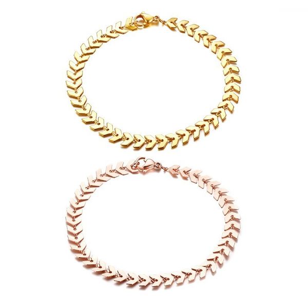 

vnox elegant fish bone chain bracelets for women stainless steel ishikawa diagram design pulseira feminina 7.08, Black