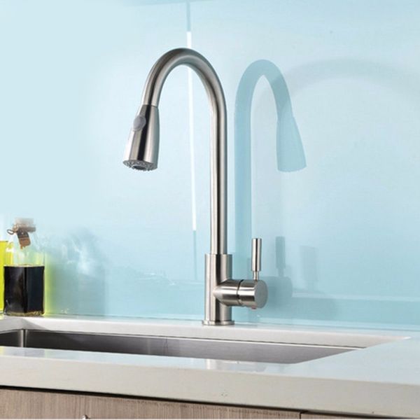 

304 stainless steel kitchen pull-out faucet and cold sink faucet