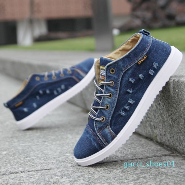 

fashion denim man canvas shoes men shoes casual high sneakers 2019 summer breathable plimsolls male footwear men flats 01g, Black