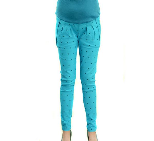 

new fashion skinny fit belly maternity pants women's casual pencil leg pants slim cotton kitten printed pants, Black;white