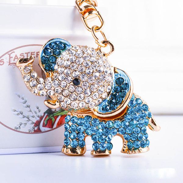 

personality creative female gift keychain rhinestone elephant metal car keyring women bag pendant accessories key chain n1535, Silver