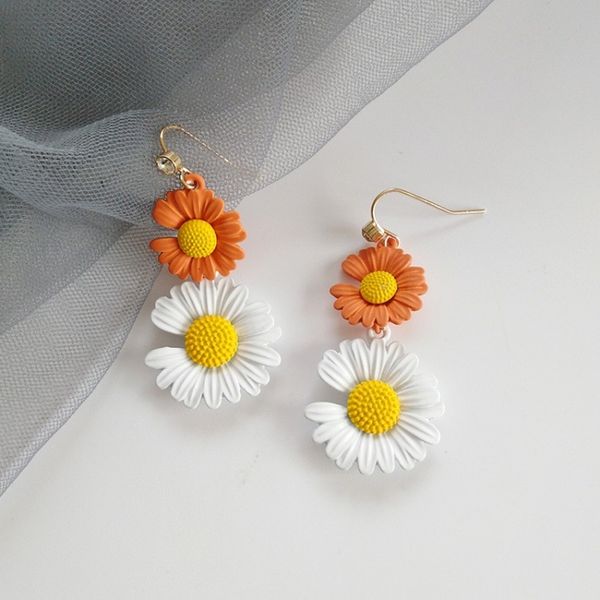 

dangle & chandelier korean simple small fresh metal texture daisy flower earrings fashion beautiful girl women ear clip jewelry accessories, Silver