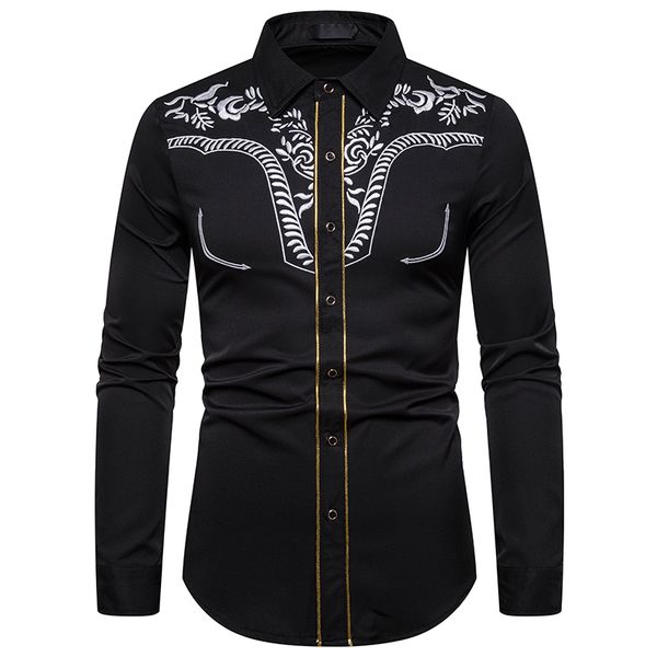 

cysincos new autumn menfashion casual shirt cotton long-sleeved loose men's printing embroidery quality brand plus size shirt, White;black