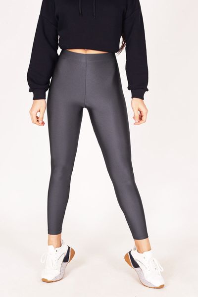 

new fashion women's high waist bright fit spandex dark grey tights, Black