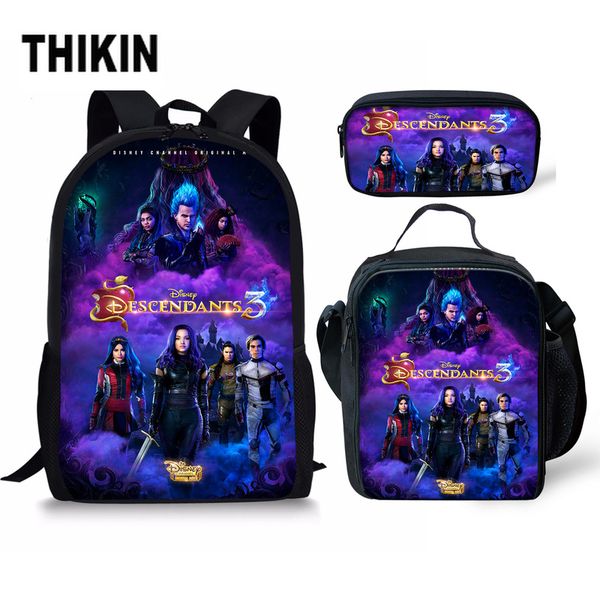 

thikn 3pcs school bag set descendants school backpack for teenagers boys girls student travel book bag schoolbags for gifts