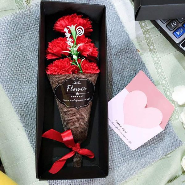 

5 pcs/lot soap bouquet mother's day present flower carnation black gift box package zxq xq