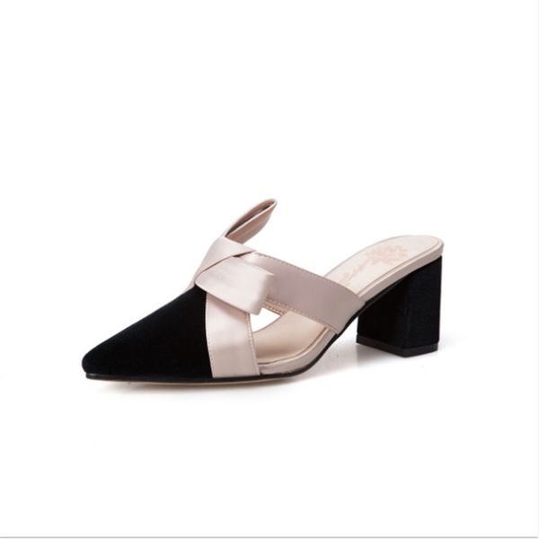 

shoes woman high heel mules shoes rubber breathable beautiful mules sandals, Black