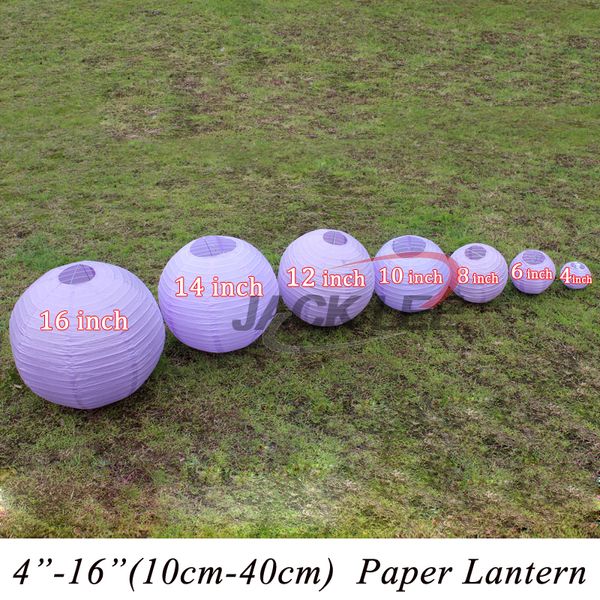 

haochu(5pcs/lot) 6-8-10-12-14-16 inch light purple round hanging paper lanterns for mariage baby shower festival decoration ball
