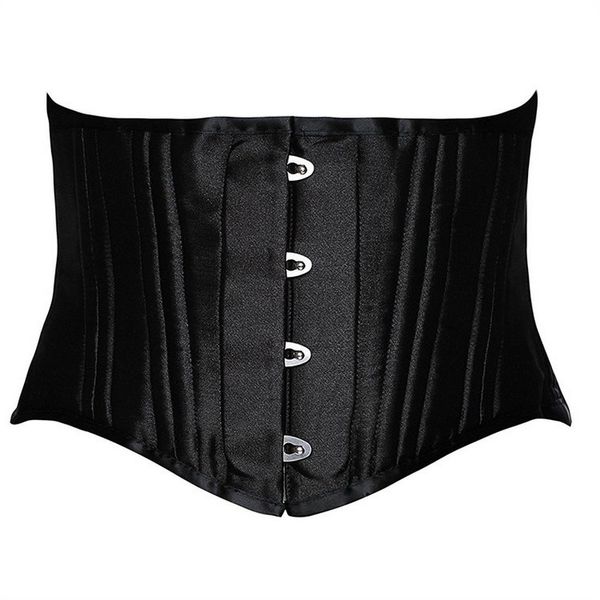 24 Double Flat desossado Tomor curto aço Treinador de cintura Body Shaper Satin Underbust Corset Women Slimming Belt Blide XS-3XL