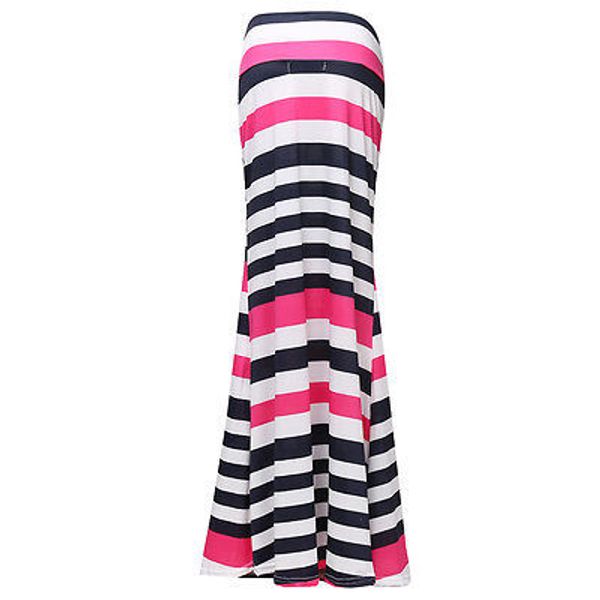 

новая мода женская юбки длинные gypsy джерси stretch полный юбки женские летние boho полосатый макси юбка, Black