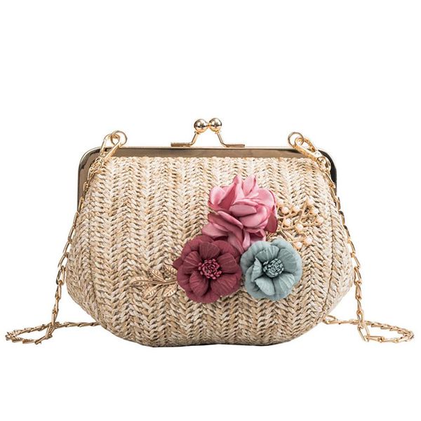 

summer rattan bag women crossbody wicker hand-bag straw shoulder bag for women boho ladies evening beach handbag clutch