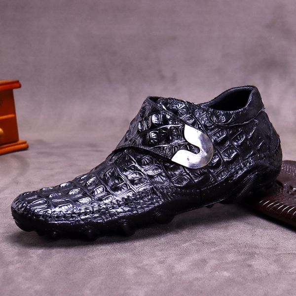 

high-help leather shoes, genuine leather men, retro england boots, warm middle-style, magic boots, Black