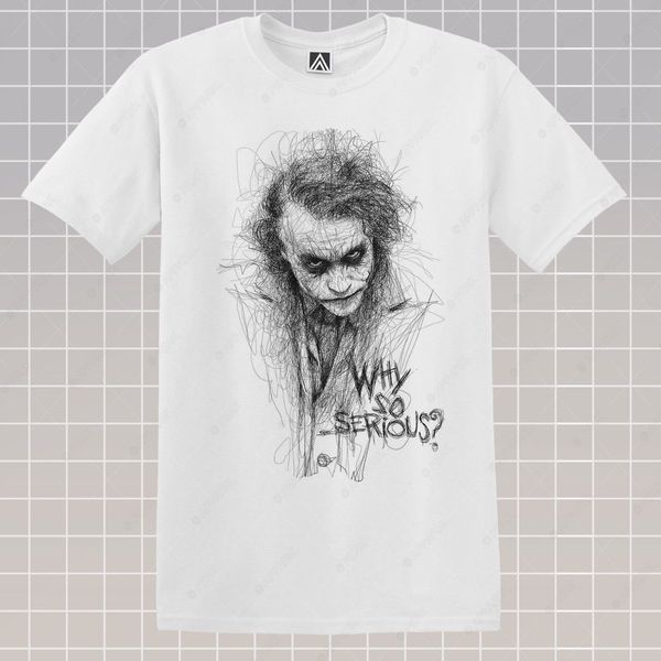 

joker sketch футболка gotham ретро comic why so serious tee винтаж villain топ классического качество высокой тенниска бесплатная доставка, White;black