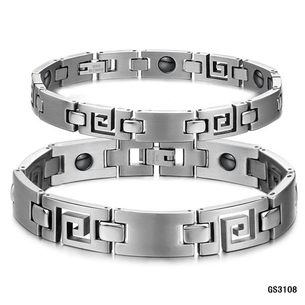 

jewelry bracelet healing 316l stainless steel magnetic love's bracelet mosaic of 16 natural bio-magnetic care 3108, Black
