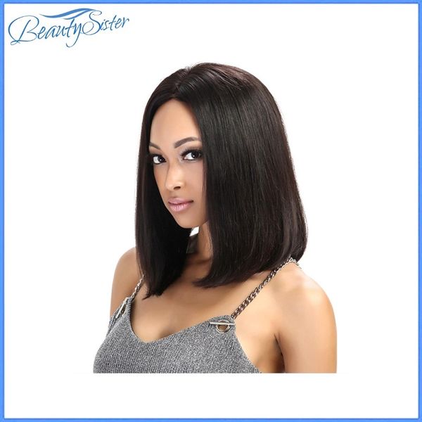 

боб фронта шнурка человеческих волос парики с ребенком волос перуанский волос remy полный конец прямой короткий боб парик для чернокожих жен, Black;brown