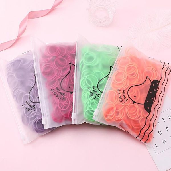

100 pcs girls fashion rubber hair band, Slivery;white